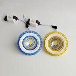 Double Color Changeable Blue Yellow Green Glass COB LED Ceiling Panel Light